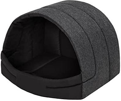 PillowPrim hundkoja hundgrotta hundbädd hundhus kattgrotta sovplats L – 55 x 43 cm svart