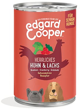 Edgard & Cooper Nassfutter für Senior Hunde (Huhn & Lachs, 400g x 6), Getreidefrei, natürliche Zutaten und frisches Fleisch, voller essentieller Aminosäuren