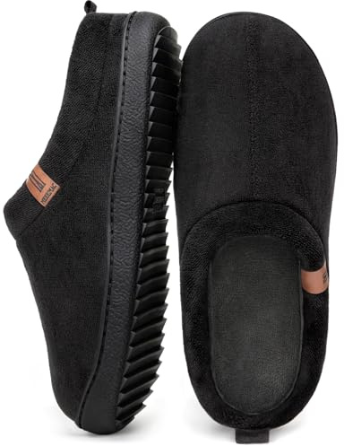 MERRIMAC Pantoufles classiques confortables en mousse à mémoire de forme pour homme Noir,47 EU