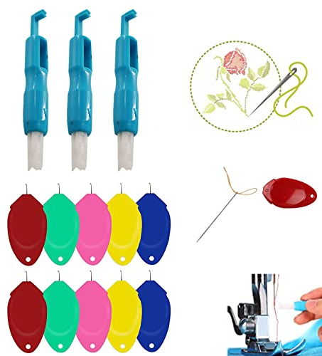 Automatischer Einfädler, 13 Pcs Kunststoff Einfädler, Kunststoff Nadel Einfädler, Nadeleinfädler Automatisch für Nähmaschinen Metal Nadel Einfädler zum Handnähgarnstickerei und Kreuzstich