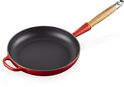 Le Creuset Sartén Signature con mango de madera de hierro fundido, 24 cm, 1, 6 L, Cereza, 20258240600422