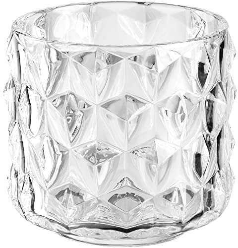 Leonardo Home Poesia Tischlicht, Deko Kerzenglas mit grossen Rauten, Kerzen-Halter aus Glas, schönes Windlicht, 10 x 10 cm, 076432