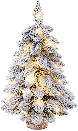 Plcnn 45,7 cm großer künstlicher Mini-Weihnachtsbaum, Tischplatte, schneebeflockter Weihnachtsbaum, Weihnachtsbaum für Heimdekoration