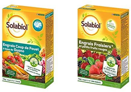 SOLABIOL Engrais Fraisiers & Petits Fruits & Engrais Coup De Fouet A Base de Guano - Stimulateur De Croissance - Nutrition Longue Durée - Utilisable En Agriculture Biologique