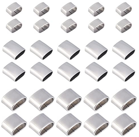 UNICRAFTALE 30Stk Abstandsperlen 201 Edelstahl Rechteck Perlen 3.5~4x7.5~9.5mm Großes Loch Lederband Slider Lose Perlen Für Armbänder Metall Zwischenperlen Für Die Schmuckherstellung