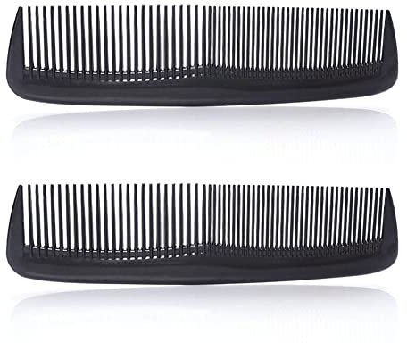 FTONOM5 2 Pcs Pocket Plastic Hair Combs Fine and Standard Dressing Teeth Cut Cutting Comb Black Hair Styling Comb Beard Combs for Women Men Hairdressing Salon Hair Care Tool