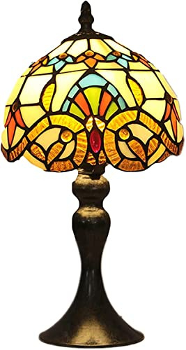 Lámpara de Mesa Estilo Tiffany Lámpara De Mesa Tiffany De 8 Pulgadas, Vitral Barroco, Lámpara De Escritorio, Pantalla De Vitral, Base Antigua For Sala De Estar, Dormitorio, Cabecera