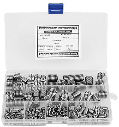Gewindeeinsätze,200 Stück SUS304 Edelstahl Innengewinde Selbstschneidende Set M3 M4 M5 M6 M8 M10 M12 Typ Laufdraht Gewinde mit box für Mechanischen Geräten