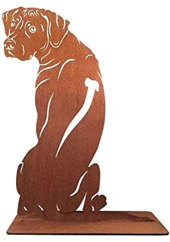 Terma Stahldesign Rost Rhodesian Ridgeback 75 cm Lebensgroß Handmade Germany tolle Gartendeko aus Metall Figur deko Geschenk Rostfigur Gartenfigur, hundegrab deko