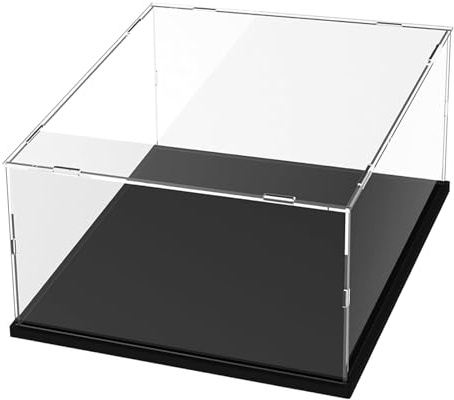 Acryl Vitrine Schaukasten 3mm für LEGO 21058 21060 Burg Himeji 75357 | Transparente Displayvitrine plexiglas für Cheops-Pyramide 21327 76291 Figuren Sammlerstücke mit Led, Schwarz Innen 35x35x20cm