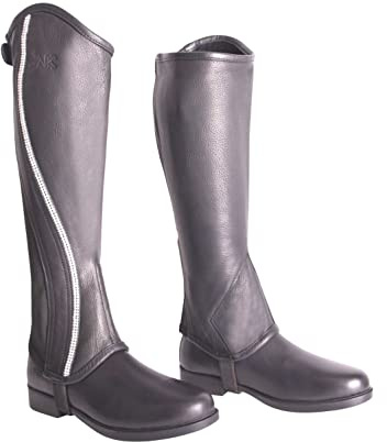 AK FLYNN Reit-HalbChap aus echtem Leder AKRS-1665 (Schwarz, M)