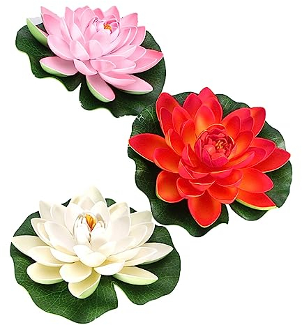 ifundom 3st Pu-Lotus Gefälschte Lotusblume Seerosen Teich Künstlich Pflanze Teich Aquariumpflanzen Hochzeitszubehör Seerose Künstlich Plastikblumen Blatt Künstliche Blumen