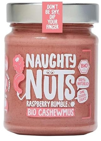 NAUGHTY NUTS Mantequilla de Anacardos Bio Frambuesa Rumble-Vegana, 100% Natural, Sin Aceite de Palma ni Azúcar-250g