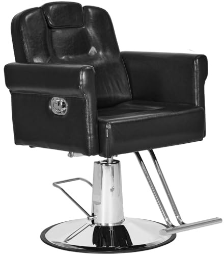 Comie Barber Chair Recliner Salon Chair Hair Spa Chair with Hydraulic Pump, Removable Headrest, Adjustable Height 360 Degrees Swivel for Hair Salon Equipment
