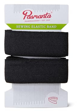 Pasmanta Gummiband - Gummibänder zum Nähen - Starke Gummilitze für Hosengummi - für den Haushalt - DIY Handwerk - zum Nähen in Stoffen - 25mm - Schwarz