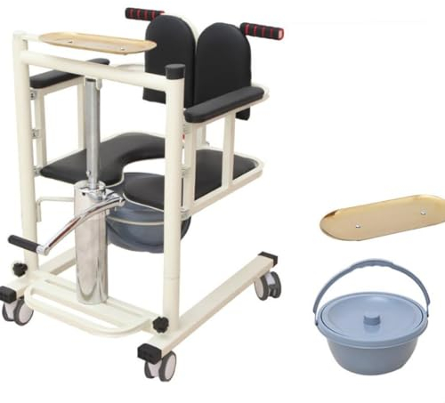 Hydraulischer Patientenlifter für Zuhause,Transfer-Rollstuhl-Hebebühne,mit 180° geteiltem Sitz,Toilettenstuhl, Duschstuhl-Aufzüge A