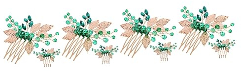 MAGICLULU 8 Stk Kamm Legierungs-strasssteinen Haarschmuck Strass Strassbesatz Haarkamm Grünem Kristall Goldrand Haarkamm Kopfschmuck Hochzeitsdekoration Braut Handbuch Die Blumen
