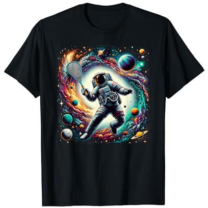 Squashschläger und Ball auf Squashspieler Astronaut Squash T-Shirt