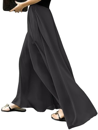 MGizo DtiSpectrum Pantalon Large en Satin pour Femme - Pantalon Jupe Culotte Fluide avec Ourlet Extra Large, Pantalon Palazzo Ample Taille Haute, Ressemble à Une Jupe Longue Soyeuse