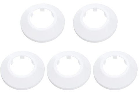 sourcing map Lot de 5 cache-tuyaux décoratifs de 35 mm en plastique PP pour plomberie, joint de tuyau de vidange d'eau, bride murale, couvercle décoratif pour tuyau, blanc