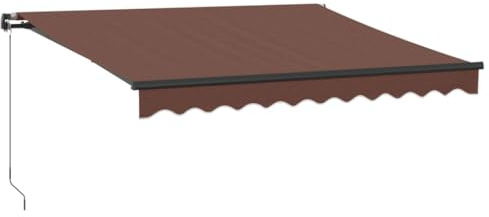 vidaXL Markise Manuell, Gelenkarmmarkise mit Kurbel LED, Sonnenmarkise für Garten Terrasse Bistro, Balkonmarkise Sonnenschutz, Braun