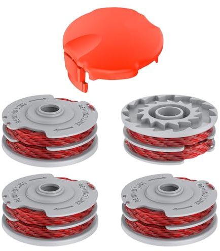 JAMSSOW 4 Pcs Replacement Strimmer Spool Compatible with Flymo FLY021/513937190,FLY060,Autofeed Nylon Spool for Flymo Contour/Mini Trim/Multi Trim/Power Trim Grass Trimmers(4 Spool+1 Cover)