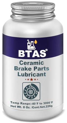 BTAS Brake Pad Grease Lubricant for Caliper Pin & Brake Parts Lubricant, Synthetic Ceramic Grease with Brush 8 oz