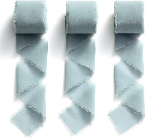 Chiffonband Schleifenband Hochzeit Geschenkband Breit 3,8 cm x 23 m (Graublau, 3,8 cm x 6,4 m)