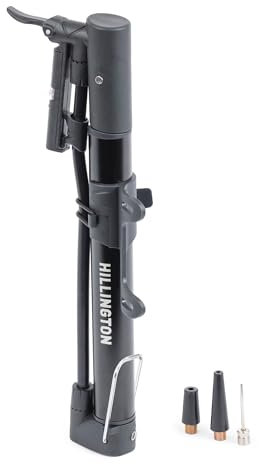 Hillington Hybrid Bike Pump – Dual Hand and Foot Air Pump with Pressure Gauge – Compact Lightweight Aluminium Frame, 120 PSI, for MTB, Road Bikes, Balls, Inflatables – Bracket & Accessories Included