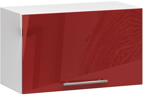 AKORD Mueble de Cocina Colgante para Campana | Mueble de Cocina | Modular OLIWIA W60 | Espacioso | Resistente | Adecuado para Cualquier diseño | como Parte de un Conjunto | Blanco | Rojo Brillante
