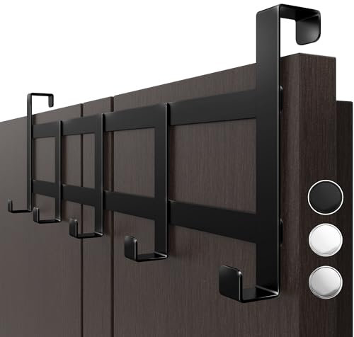 Menz Türgarderobe, Edelstahl - Schwarze Türgarderobe zum Einhängen als platzsparende Kleiderhaken Tür - Universelle Türhakenleiste zum Einhängen, stabile Türhaken zum Einhängen