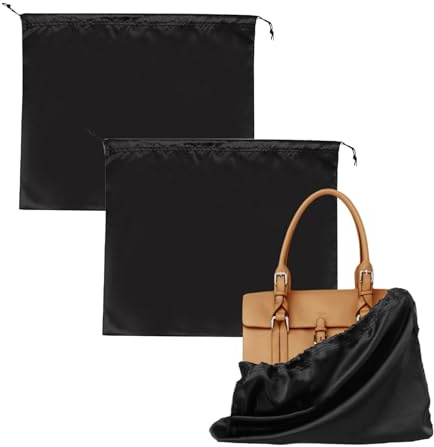 2 Stück Tote Dust Bag Seidenmaterial Staubschutzhülle Aufbewahrungstasche 50×40cm mit Kordelzug Design für Geldbörsen, Schuhe und Stiefel (Schwarz)