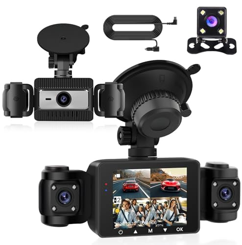 CAMECHO Dash CAM Coche, 1080P Dashcam con Tarjeta 64G, Camara Vigilancia Coche Desmontable, Cámara Coche Grabadora, Super Visión, WiFi & App, Gran 170°, G-Sensores