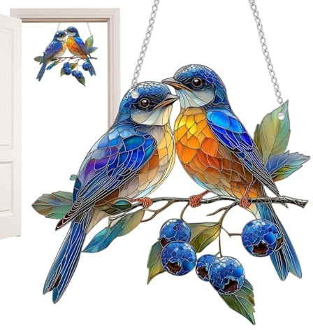 Kolibri-Sonnenfänger Zum Aufhängen an Fenstern, Acryl-Kolibri-Sonnenfänger Mit Gebeiztem Fensterpaneel Zum Aufhängen, Kolibri-Sonnenfänger Aus Buntglas Mit Kettenhaken, Heimdekoration Drinnen Draußen