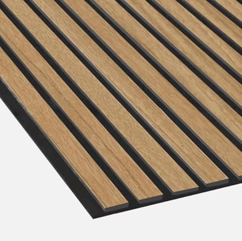 Generic Premium Wide Slat Acoustic Wall Panelling 2400mm x 600mm Decorative 3D (Natural Oak)