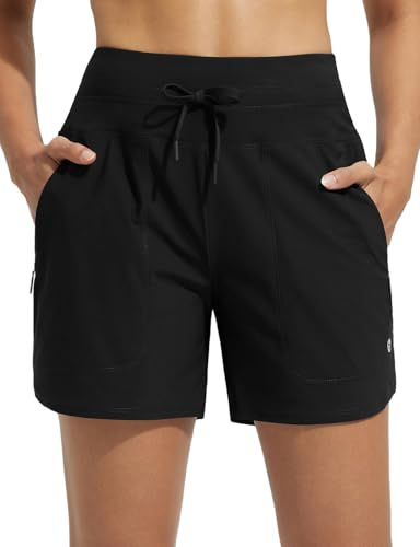 baleaf Swim Shorts Women 5 High Waisted Swimming Custome Bottoms Tummy Control Swimsuits Board Beach Shorts