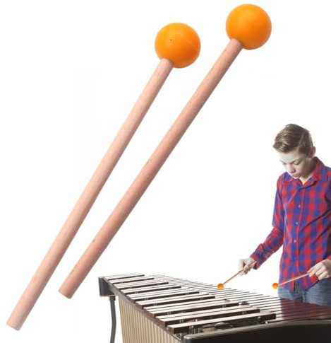 Marimba Hammer - Juego de mazo de percusión, herramienta profesional para golpeadores | Cabeza batidora de madera, bastón de punta de goma, accesorio de instrumento musical, engranaje de varilla