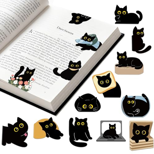15 Stücke Magnetische Lesezeichen,Lesezeichen Katze Personalisiert Bookmark | Magnet Lustig Lesen Bücher Zubehör Geschenke für Leseratten,Buchliebhaber Lehrer Mädchen Junge Studenten Booklover