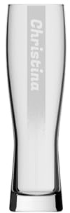 LUXENTU Weizenglas mit Gravur, Name & Hintergrundschatten, 0,5 l, 6 Stück | Personalisiertes Bierglas, Name und Motiv zum Vatertag oder Geburtstag, Spülmaschinenfest
