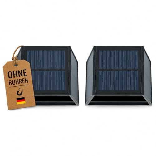 Campnetic LED Solar Ambientelicht mit Magnethalterung - 2er Set | Verstellbarer Lichtkegel, magnetische Halterung,Solaraufladung, 12h Laufzeit, Für Vanlife, Camping Licht, Wohnmobil