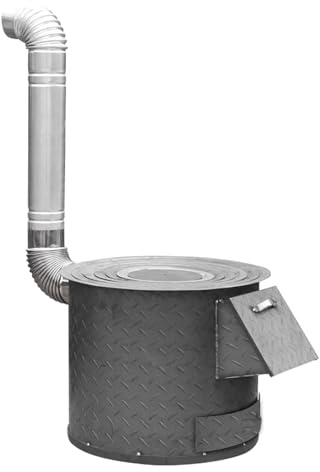 Stufa a legna portatile da esterno con camino rimovibile per barbecue da campeggio Angolo cottura (52x52x40cm)