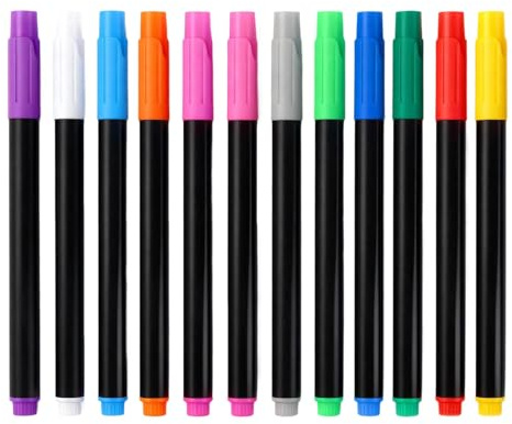 Staubwasserlösliche Flüssigkreide – 12 Farben auf Wasserbasis, Leuchttafelstift, Kinderkreidetafel, Acryltafel, Leuchttafel, Stift für Kalligraphie, Kunstbedarf, Kinder und Erwachsene