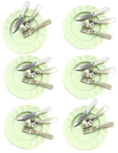 Hangsu Simulation Miniature Ustensiles Lot de 6 Couverts Modèle Figure 1/12 Maison de Poupée Décoration Cuisine Scène Accessoires Maison de Poupée Miniature Couverts