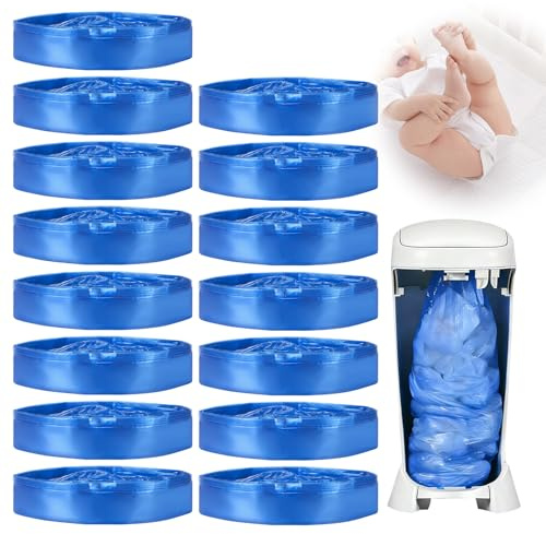Recharge Poubelle à Couche, Sacs de Recharge Universels Grande Capacité | 15 Pièces Anti-Odeur à 7 Couches, Résistants et Durables, Compatibles avec la Plupart des Seaux à Couches