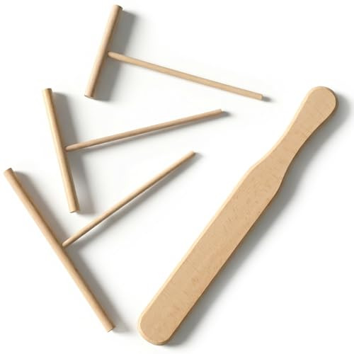 4 Pack Crepe Maker, Crepe Spreader, Pancake Turner, Natural Wood Pancake Tools With T Shaped Spreader Sticks, Wooden Crepes Spatula for Any Size Pan Maker Durable Lightweight
