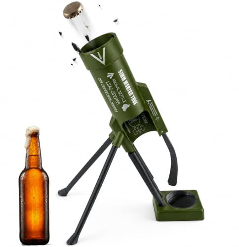 Décapsuleur bière Mortier 51 mm, Beer Bottle Opener, Mortier Biere, Décapsuleur Lanceur de Capsule – Ouvre-bouteille Tactique Automatique pour Bar, Maison, Fête
