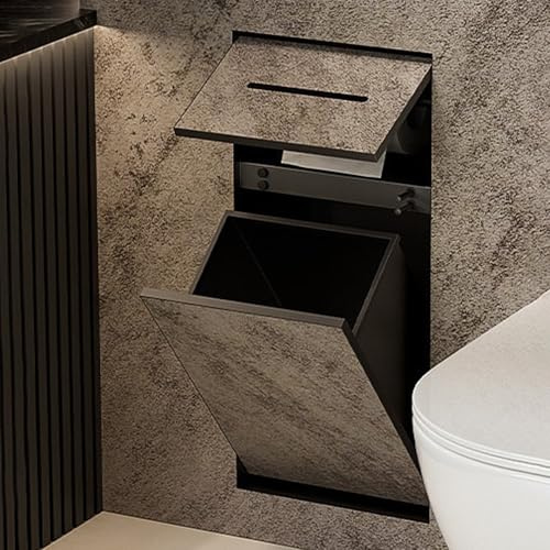 Papelera de Baño Empotrada y Soporte para Rollos de Papel Higiénico, Compatible con Azulejos, Contenedor de Basura Oculto Integrado, Armario de Almacenamiento de Acero Inoxidable para Baño y Ducha