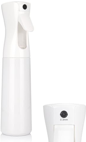 Zoriena Botella Spray Cabello 300ml – Pulverizador Agua Niebla Ultrafina, Spray Continuo Reutilizable, Nebulizador para Peluquería, Plantas, Mascotas y Limpieza Blanco