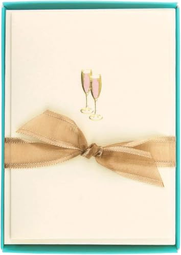 Graphique Pink Champagne La Petite Presse Boxed Notecards - 10 Embellished Gold Foil Champagne Blank Cards with Matching Envelopes, 3.25 x 4.75