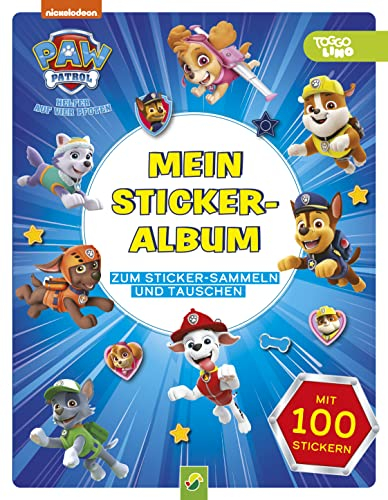 PAW Patrol Mein Stickeralbum mit 100 Stickern: 24 leere beschichtete Seiten für das einfache Ablösen und Tauschen deiner Stickersammlung | Ab 3 Jahren